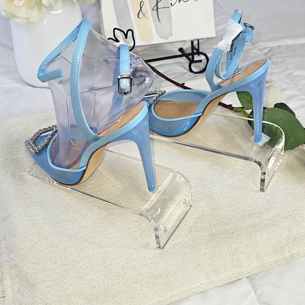 Blue Transparent Stilettos Heels Elegant Wear Office Wear Career Wedding - Picture 9 of 16